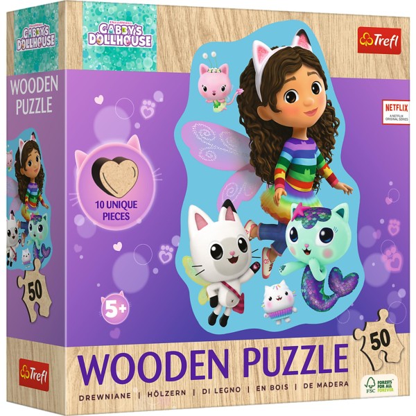 trefl-puzzel-gabbys-dollhouse-hout-figuur-50-stukjes-luxe