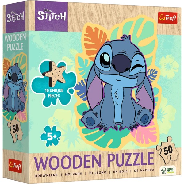 trefl-puzzel-stitch-hout-figuur-50-stukjes-luxe